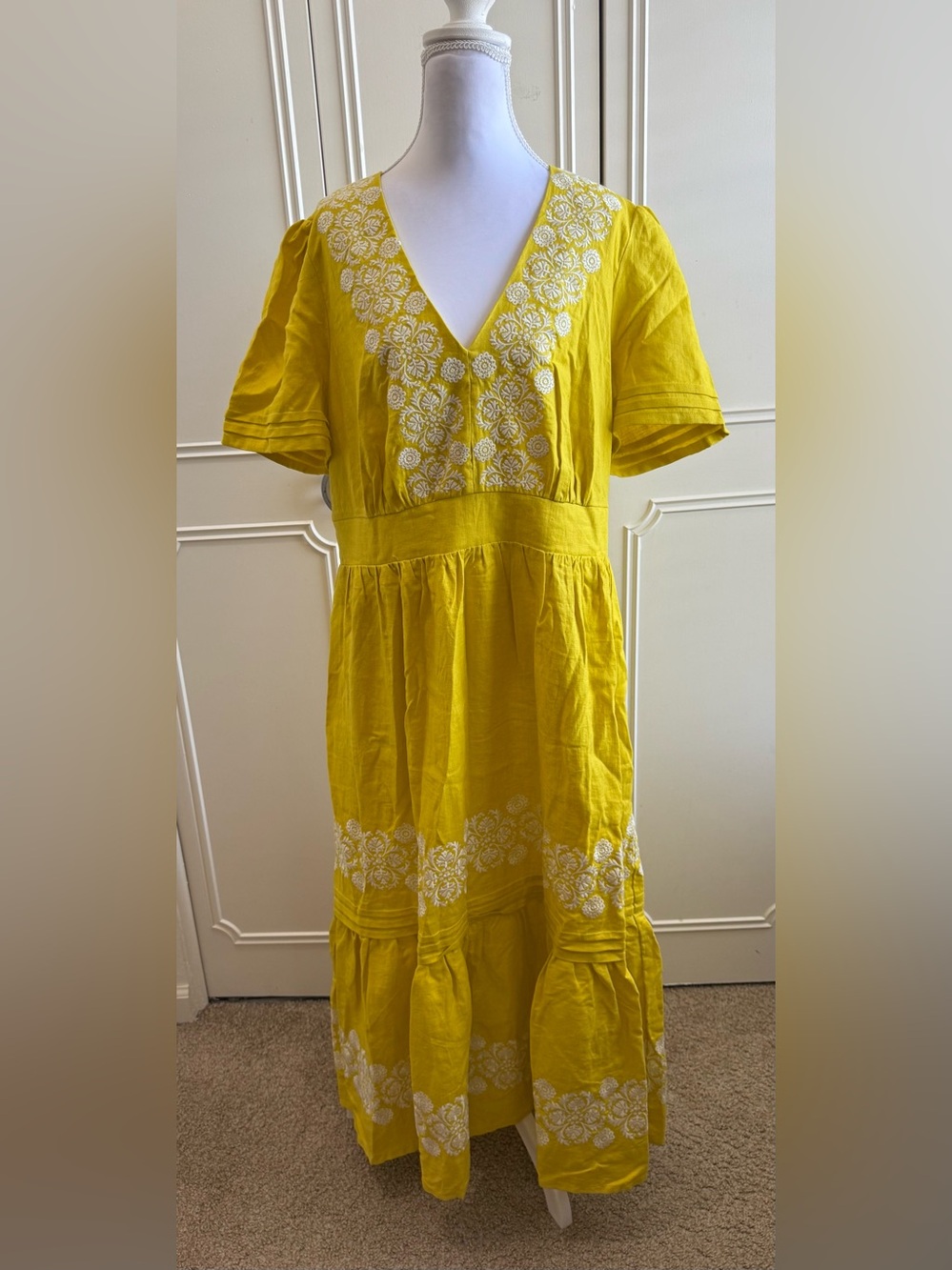 Boden Women's Yellow Eve Linen Midi Dress
